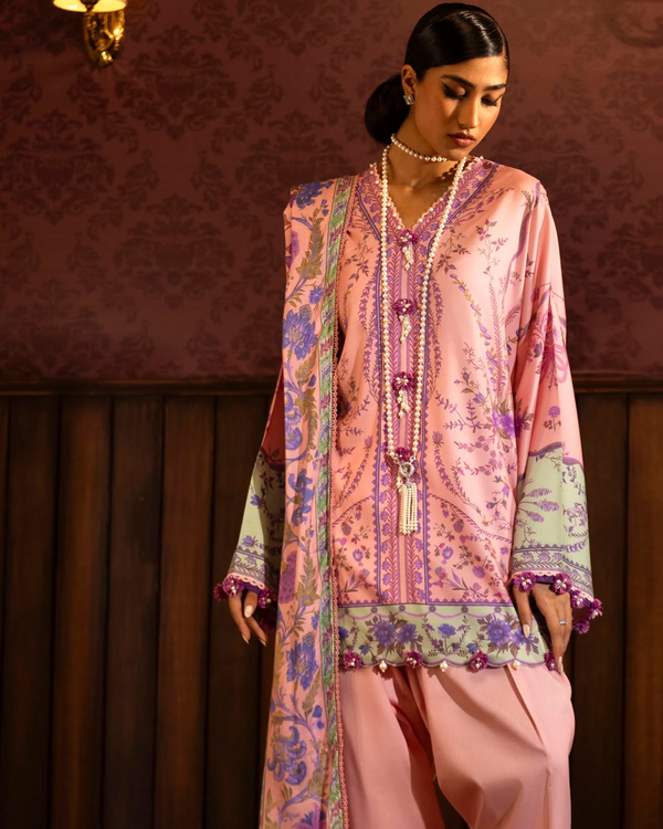 Sana Safinaz – 3 Piece Un Stitched Printed Pink and Moave