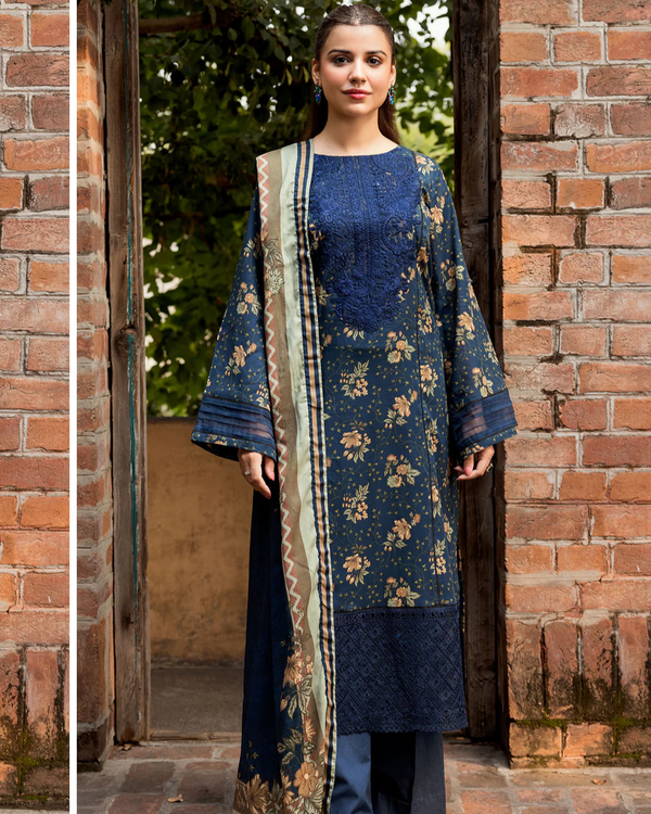 Motifz– 3 Piece Un Stitched Teal Blue Printed