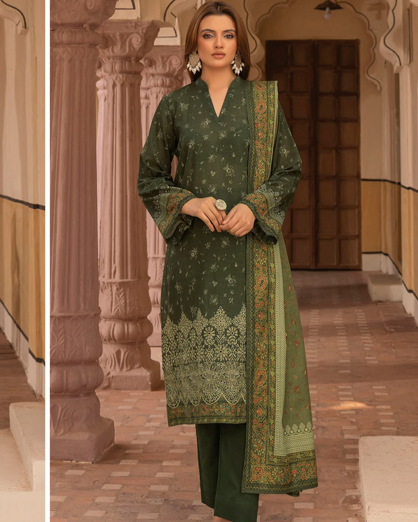 Motifz– 3 Piece Un Stitched Dark green Printed