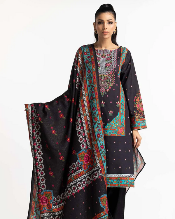 Gul Ahmed - 3 Piece Stitched Black Printed
