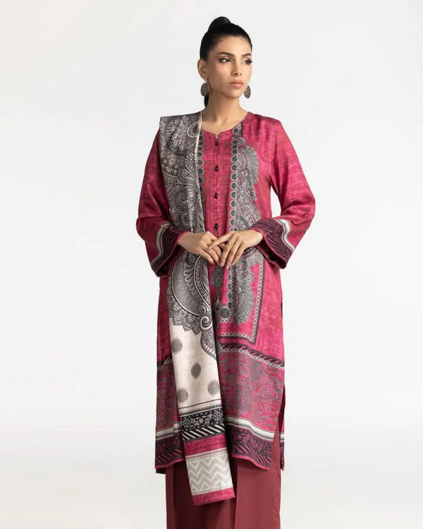 Gul Ahmed - 3 Piece Stitched Shocking Pink Black printed