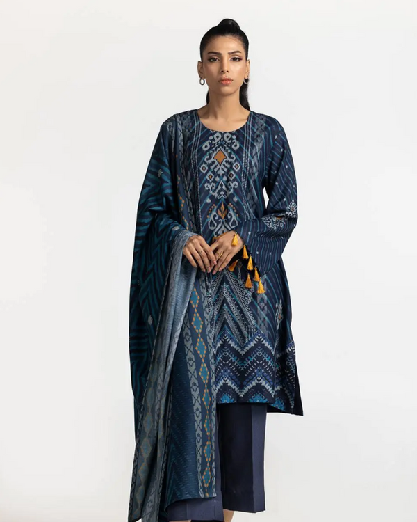 Gul Ahmed - 3 Piece Stitched Navy Blue Printed