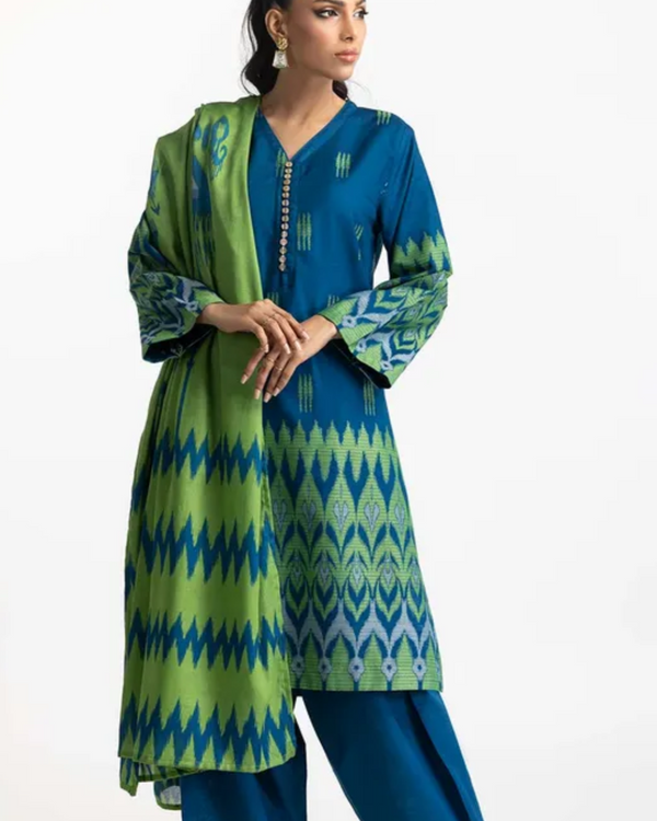 Gul Ahmed - 3 Piece Stitched Dark Blue Peacock