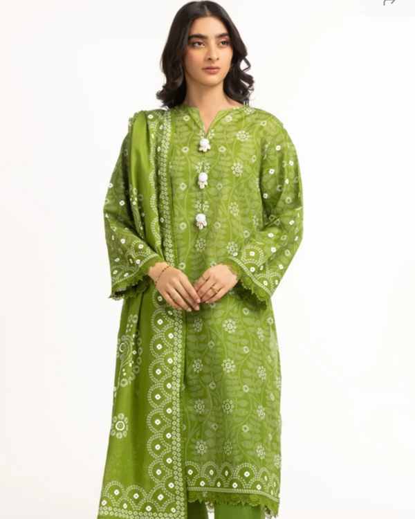 Gul Ahmed - 3 Piece Stitched Green Chunri