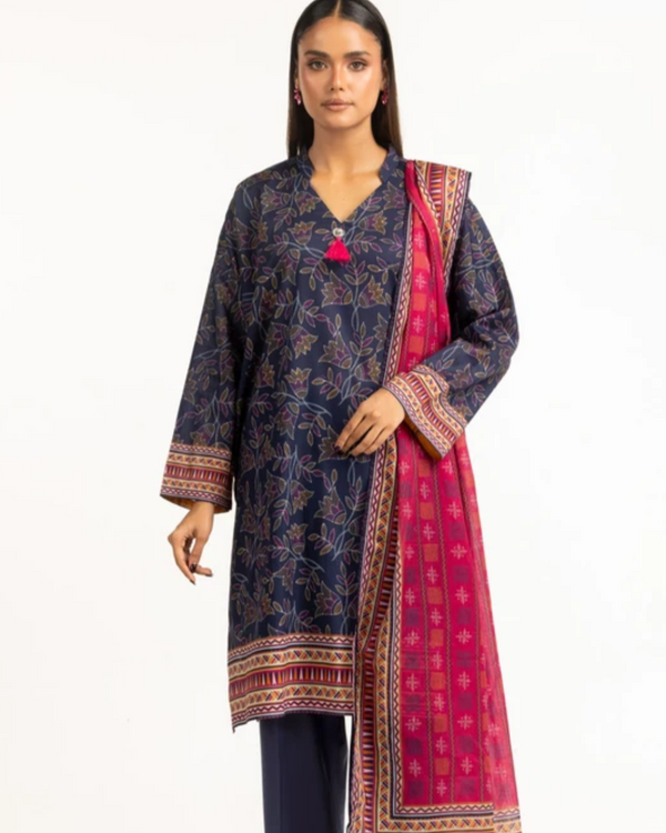 Gul Ahmed - 3 Piece Stitched Navy Blue Printed