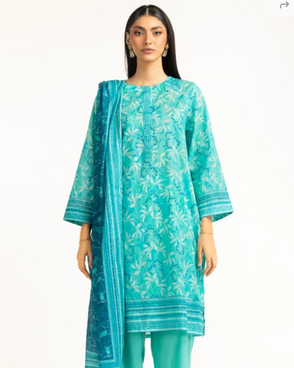Gul Ahmed - 3 Piece Stitched Sea green printed
