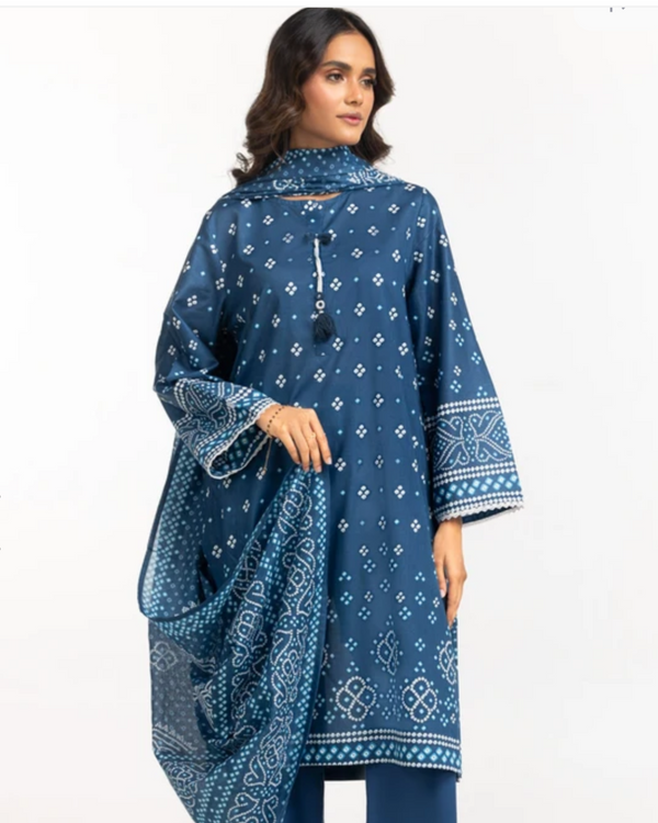 Gul Ahmed - 3 Piece Stitched Navy Blue Chunri
