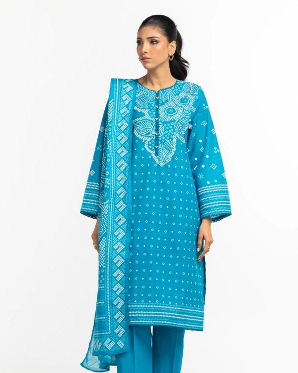 Gul Ahmed - 3 Piece Stitched Ferozi White chunri