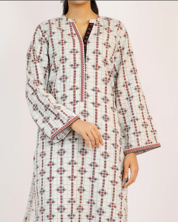 Saya- 2 Piece Stitched Red & Grey